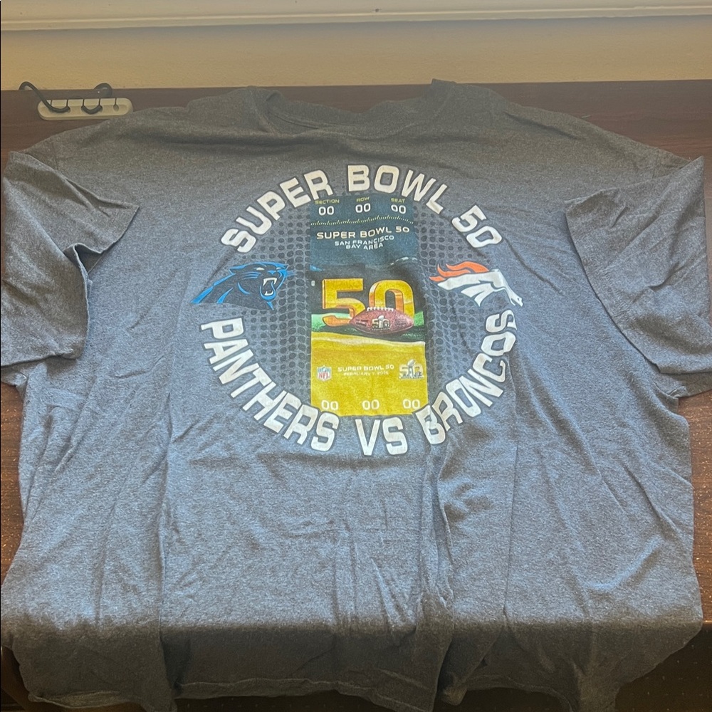 NFL Gray Super Bowl 50 Panthers vs Broncos Tee
